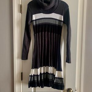 Calvin Klein Sweater Dress Womens Medium Gray Knit Cottage Core Academia
